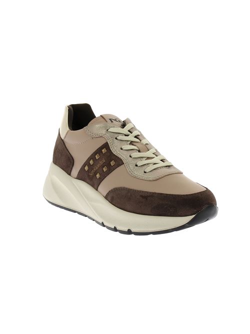 sneakers da donna in pelle beige e camoscio marrone NERO GIARDINI I411523D 305 Bertossi Calzature